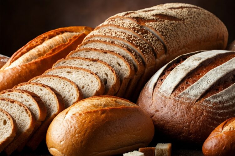 Verschiedene Brot- und Brötchenreste auf einem Tisch